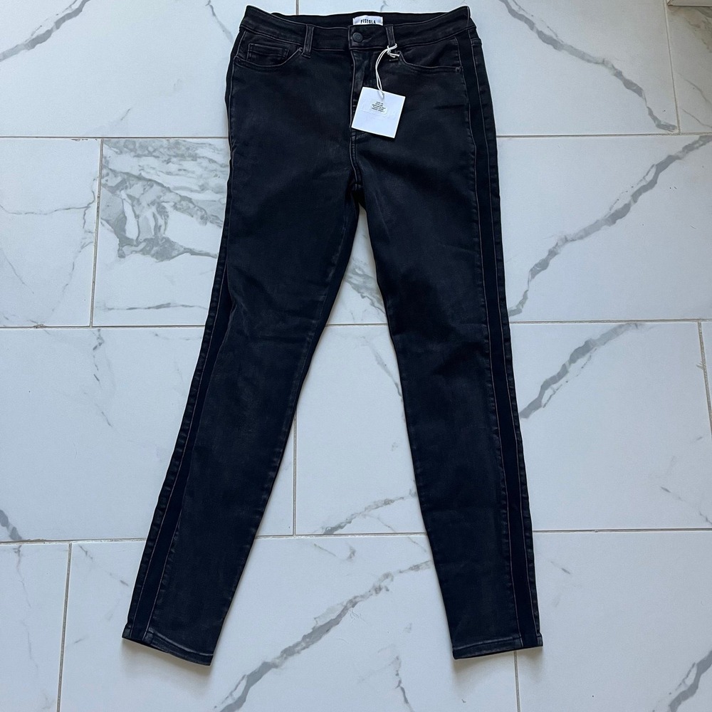 NWT pistola black tuxedo stripe skinny jeans 29